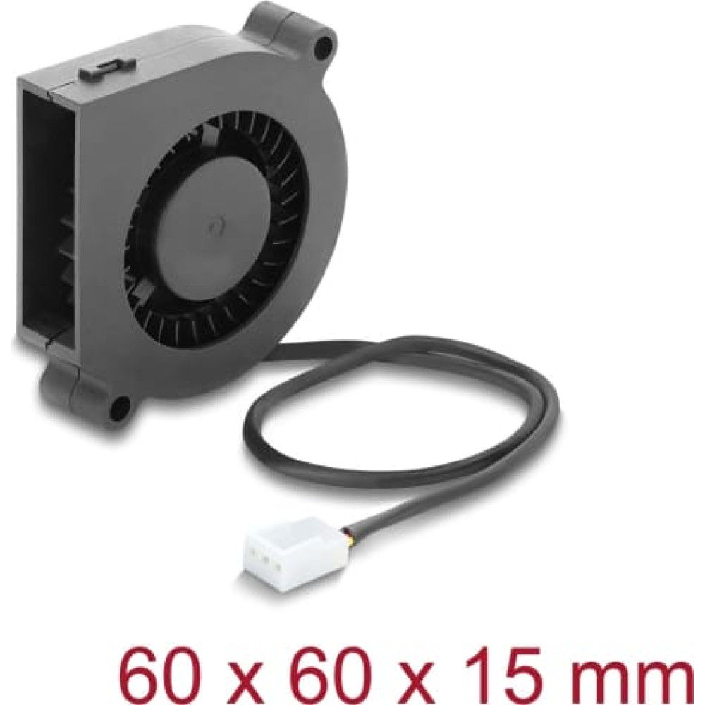 Delock Radial Fan / Blower Fan 12 V DC 60 x 60 x 15 mm with 3 pin fan connector, black