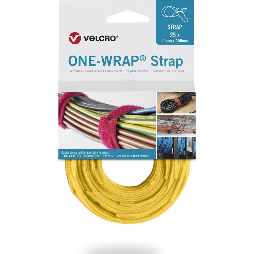 Velcro &reg; One Wrap&reg; Strap 20mm x 200mm, 25 St&uuml;ck, gelb