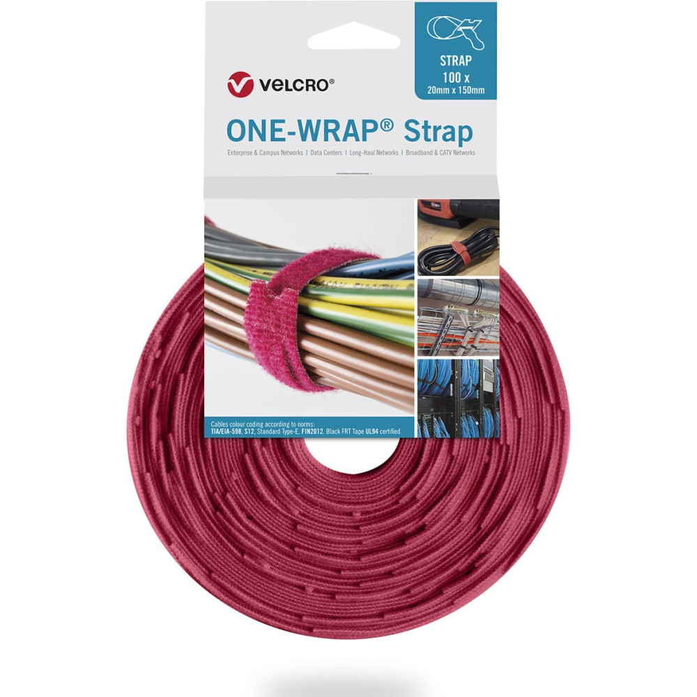 Velcro &reg; One Wrap&reg; Strap 20mm x 150mm, 100 St&uuml;ck, rot