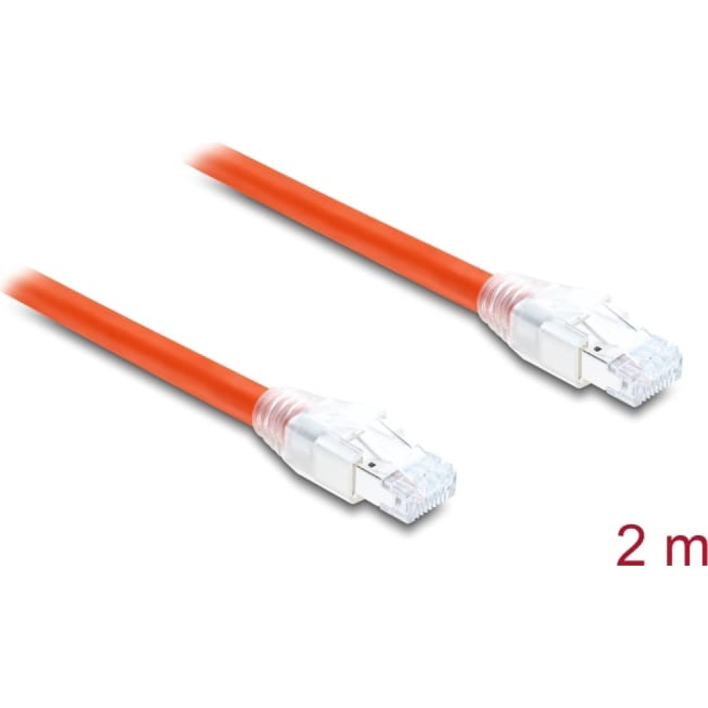 Delock RJ45 Network Cable Cat.8.1 S/FTP 2 m up to 40 Gbps orange
