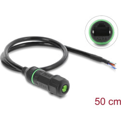 Delock Cable RJ45 jack to open wire ends for installation Cat.6 with M16.8 x 1.5 mm thread and housing 50 cm black