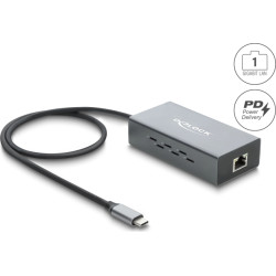 Delock USB Type-C&trade; Network Adapter Gigabit LAN 1 x RJ45 PoE with USB Power Delivery