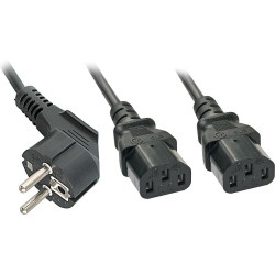 Lindy Schuko to 2x IEC C13 Y-Cable, 2m