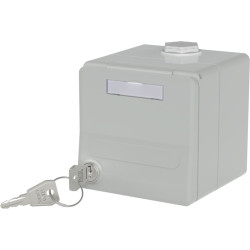 Metz Connect IP44 surface-mounted module housing, hinged cover & lock, 2 port unequipped for Keystone, grey