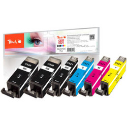 Peach 319177 (PI100-247) tintes kārtridžs 6 pcs Saderība Augsta (XL) produktivitāte Melns, Tirkīzzils, Fuksīns, Dzeltens