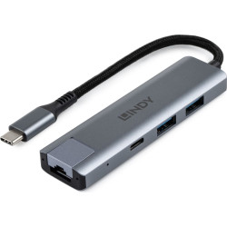 Lindy 43422 interfeisa centrmezgls USB 3.2 Gen 2 (3.1 Gen 2) Type-C 10000 Mbit/s Pelēks
