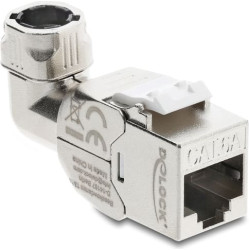 Delock Keystone Module RJ45 jack to LSA Cat.6A toolfree 90° angled shielded for cable diameter from 5.0 - 8.5 mm