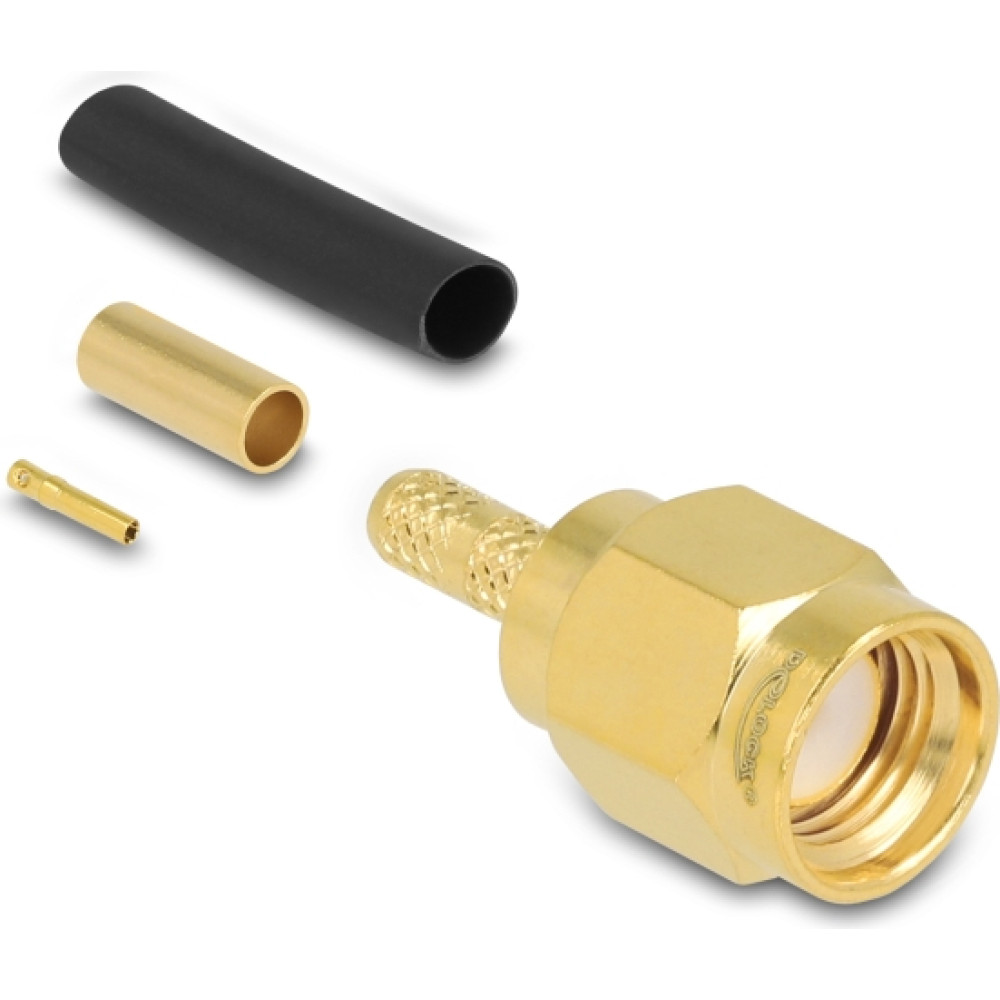 Delock RP-SMA plug for crimping RG-174 / RG-316 with matching shrink tube