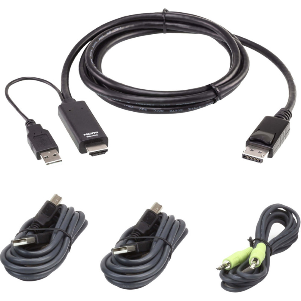 Aten 2L-7D02UHDPX4 HDMI zu DP KVM KabelKit, True 4K
