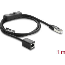 Delock RJ45 Cable plug to jack with switch Cat.6 F/UTP 1 m - network switching black