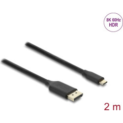 Delock USB Type-C&trade; to DisplayPort Cable (DP Alt Mode) 8K 60 Hz with HDR function 2 m black