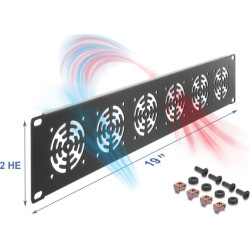 Delock 19&Prime; 2U Rack Cover for 6 fans 60 x 60 mm dark grey
