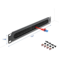 Delock 12&Prime; Cable Management Brush Strip 1U dark grey
