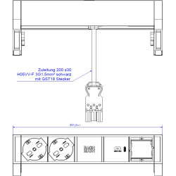 Bachmann DESK2 2xP40 1xUSB C 30W 1xCM, 0.2m GST18 RAL9010 Italia