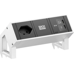 Bachmann DESK2 1xCH 90&deg; 1xUSB C/C 65W, L=0.2m INOX