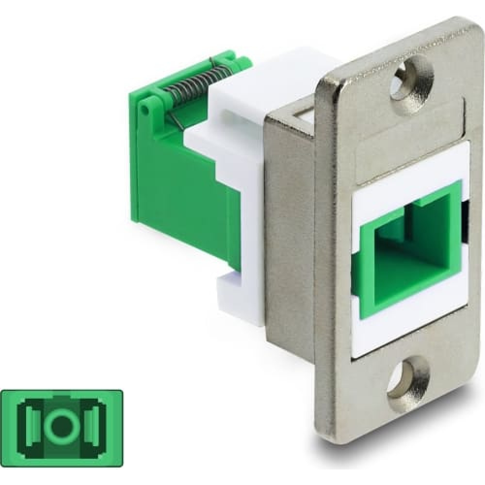 Delock Panel Mount SC Simplex female to SC Simplex female with laser protection flip inside silver / green / white