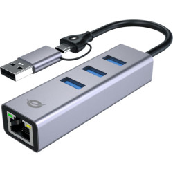 Conceptronic ABBY25G dokstacija Vadu USB 3.2 Gen 1 (3.1 Gen 1) Type-A + Type-C Pelēks