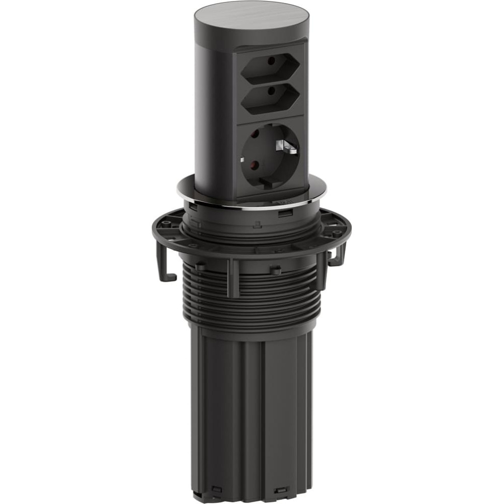 Bachmann ELEVATOR2 1xCEE7/3 2xEuro, Stainless steel look 2.0 m AEH