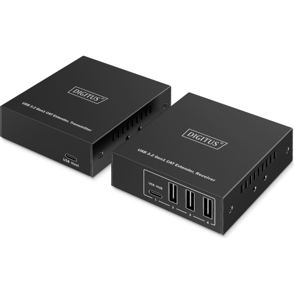 Digitus USB 3.2 Gen1 CAT Extender, 5 Gbps, 4 ports: 3x USB-A / 1x USB-C, 100m