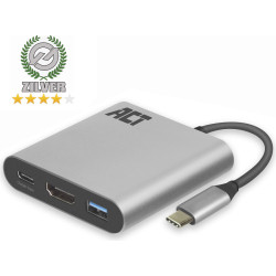 ACT USB-C - HDMI, USB-A, PD 0,15M