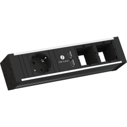 Bachmann VENID 2x earthing contact, 2x ABD 1x USB charger, black