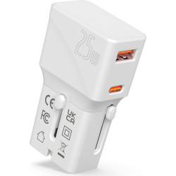 Value POCKET Travel Charger, EU/UK/US, 2x Ports (A+C), 25W, white