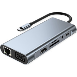Value Dockingstation Type C, 1x HDMI 4K30, 1x VGA 1080p, 1x Gigabit Ethernet, 3x USB 3.2 Gen1 (A), 1x USB 2.0 (C), 1x SD/TF, 1x Audio, 1x Type C PD (Power Delivery)