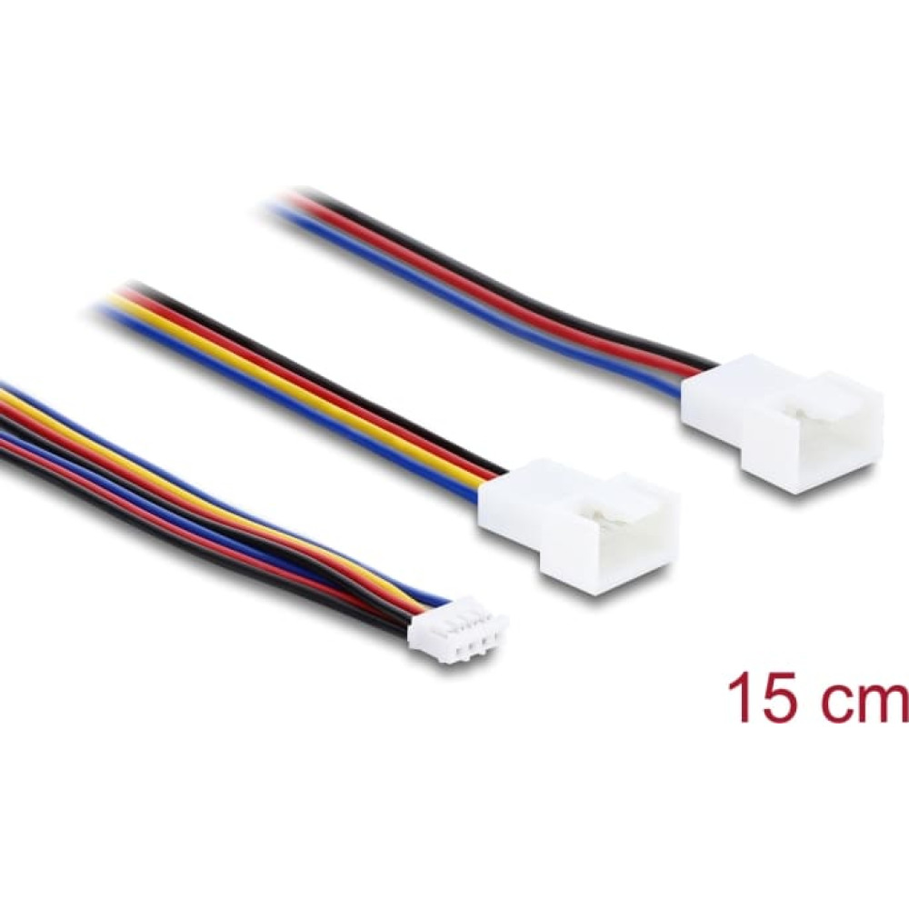 Delock Y-Fan Cable 1 x JST PH 4 pin PWM female to male + 4 pin (3 pins connected) male 15 cm
