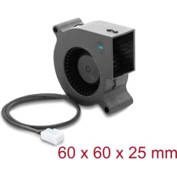 Delock Radial Fan / Blower Fan 12 V DC 60 x 60 x 25 mm with 3 pin fan connector, black