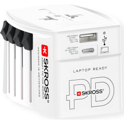 Skross MUV USB AC65PD World Travel Adapter with USB C Cable, worldwide