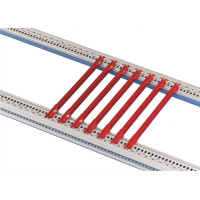Schroff Guide Rail, 4.4" PCB Type, Plastic, 220 mm, 2 mm Groove Width, Red, 10 Pieces