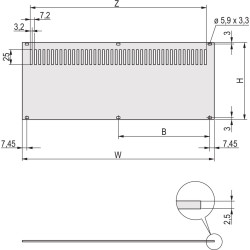 Schroff Rear Panel, Perforated, Unshielded, for RatiopacPRO and PropacPRO, 3 U, 63 HP