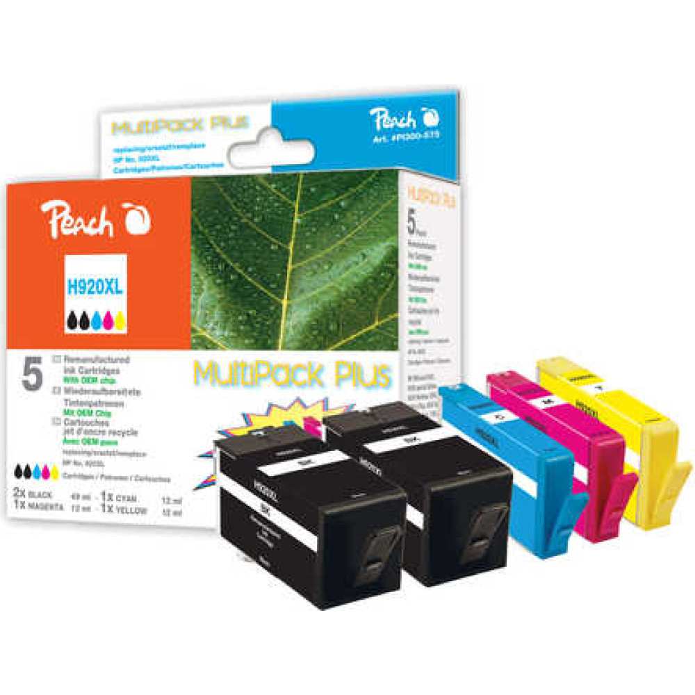 Peach 319222 tintes kārtridžs 5 pcs Augsta (XL) produktivitāte Melns, Tirkīzzils, Fuksīns, Dzeltens