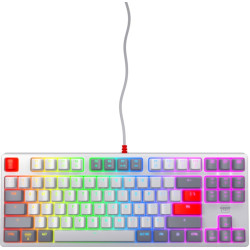 Cherry K4V2 TKL tastatūra Speļu USB QWERTY Amerikāņu angļu valoda Pelēks, Gaiši Pelēks, Sarkans