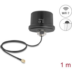 Delock WiFi 7 Antenna RP-SMA plug 3.1 - 3.5 dBi omnidirectional with connection cable ULA100 1 m roof mounting outdoor black