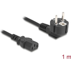 Delock PC power cord earthed plug CEE 7/7 90° angled to C13 female, 1 m, 3 x 1.00 mm² black