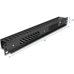 Delock 19″ 1U Cable Management Routing Panel with 2 openings metal / plastic black