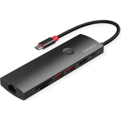 Roline USB 3.2 Gen 2 Type C Docking Station, 1x HDMI 4K60, 2x USB 3.2 Gen 2, 1x USB Type C PD (Power Delivery), 1x Gigabit Ethernet, 1x SD/microSD Card Reader