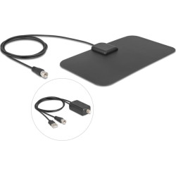 Delock DAB+ DVB-T2 Antenna F plug 5 - 25 dB active omnidirectional black adhesive mounting