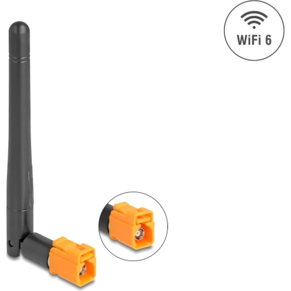 Delock WiFi 6 Antenna FAKRA M jack 2.5 - 3.0 dBi omnidirectional with tilt joint black
