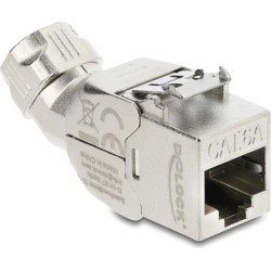 Delock Keystone Module RJ45 jack to LSA Cat.6A with metal latch tool-free 45° angled shielded