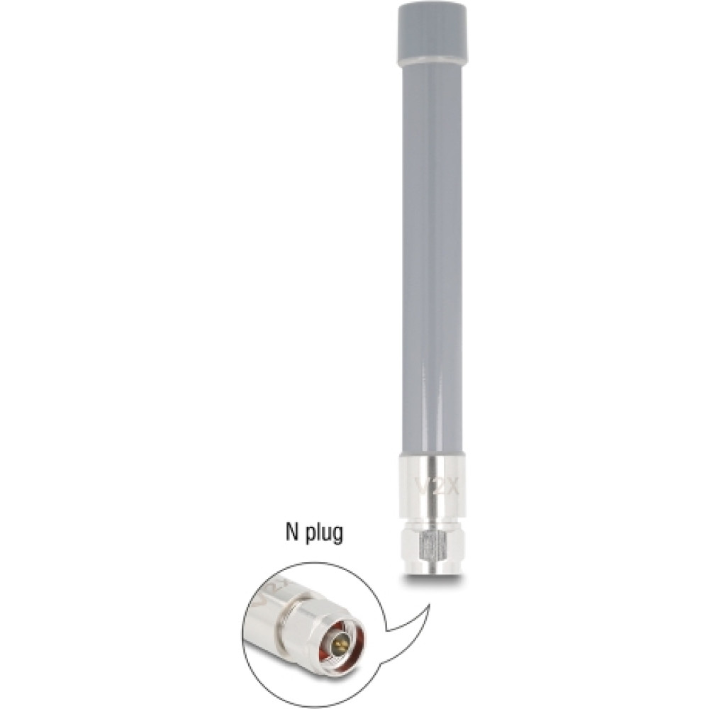 Delock V2X Antenna N plug 6 dBi 19 cm omnidirectional fixed outdoor grey
