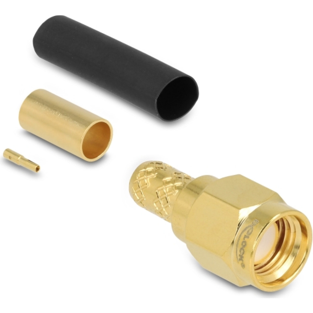 Delock RP-SMA plug for crimping LMR200 with matching shrink tube