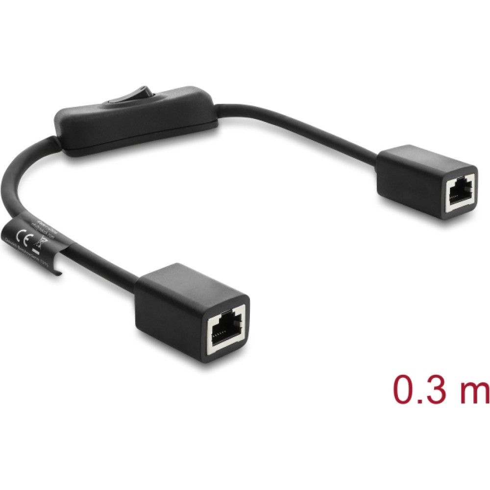Delock RJ45 Cable jack to jack with switch Cat.6 F/UTP 0.3 m - network switching black