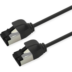 Roline U/FTP Patch Cord Cat. 8.1 (Class I), LSOH, SLIM, black, 0.15 m