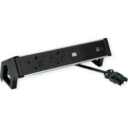 Bachmann DESK2 ALU BLACK 2xUK, 1xUSBC 60W 0.2m GST18 United Kingdom