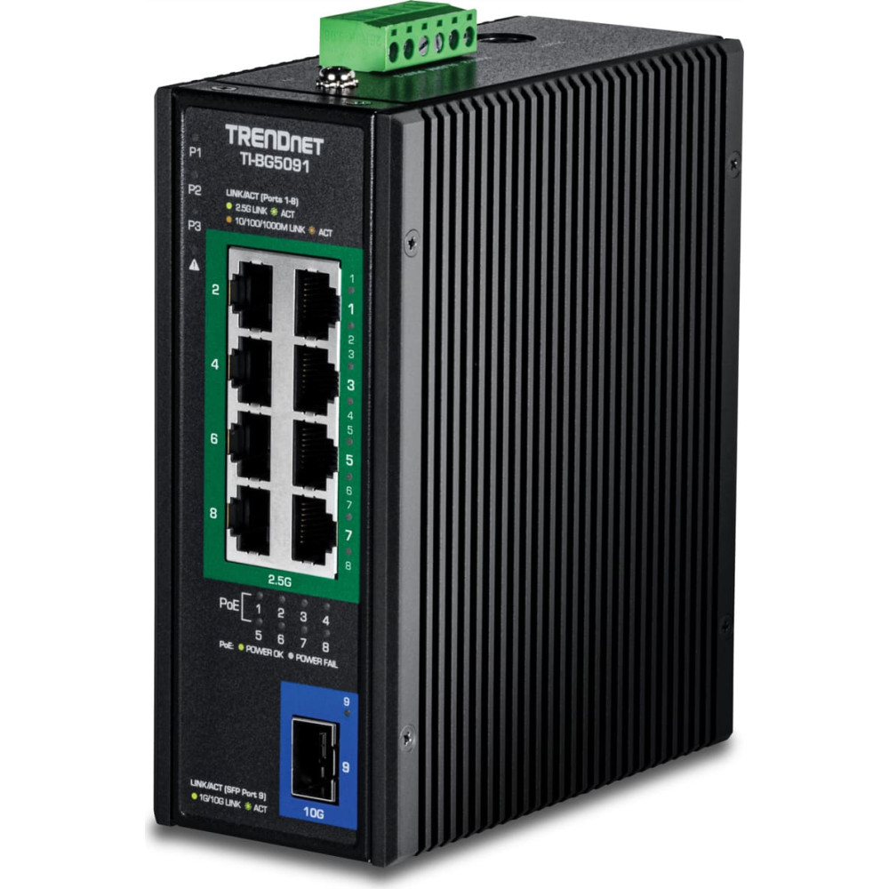Trendnet 9-Port Industrial 2.5G DIN-Rail PoE++ Switch w SFP+