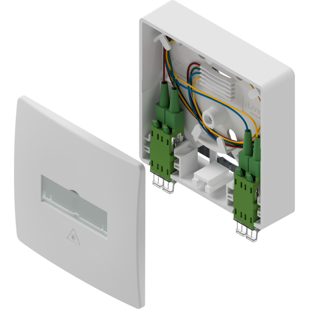 D.center &reg; Gf-TA 42, best&uuml;ckt mit 2x LCD/APC Kupplung & 4x LC/APC Pigtails, splei&szlig;fertig