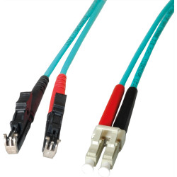 Leoni LWL-Kabel duplex 50/125&micro;m OM3, R&M E2000 / Suhner LC, 1 m