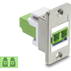Delock Panel Mount LC Duplex female to LC Duplex female silver / limegreen / white